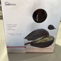 Avocado ceramic Serving Bowl With Lid And Spoon