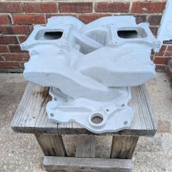 Edelbrock X-C8 Aluminum Intake DUAL QUAD Cross Ram Small Block Chevy 265-400 SBC
