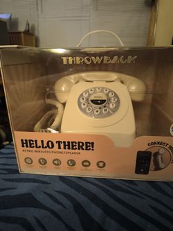 Throwback Hello There! Retro Cordless Phone Bluetooth Speakerphone Cream Gift