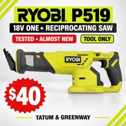 Ryobi P519 18V ONE+ Cordless Reciprocating Saw