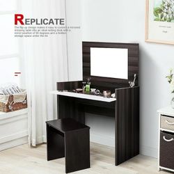 
New Convertible Vanity Table Makeup Desk with Flip-up Mirror & Hidden Storage