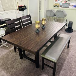New table with chair and bench