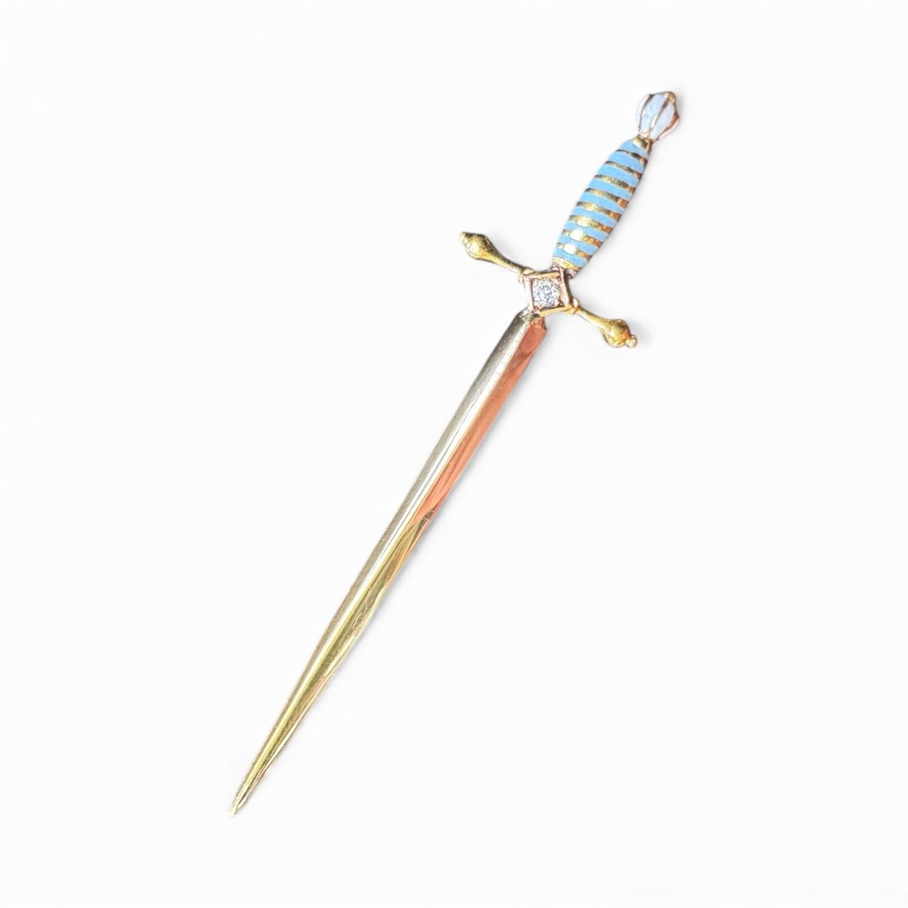14k Diamond Enamel Sword Pendant