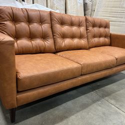 Brand New Mid-Century Modern Leather Sofa
