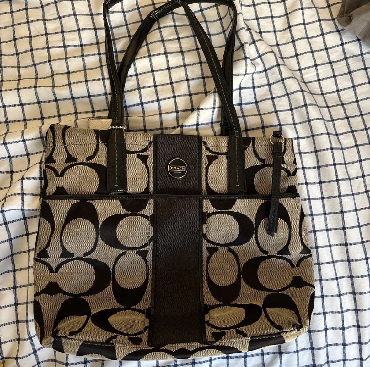 Tan and Black Vintage Coach Bag