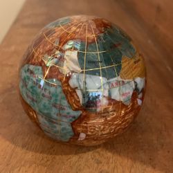 Stone Globe Paperweight Gold with Mother of Pearl