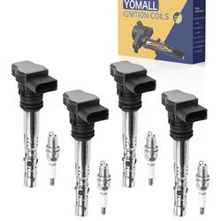 4PCS UF411 Ignition Coils + 4PCS 6458 Iridium Spark Plugs Ignition Coils Pack