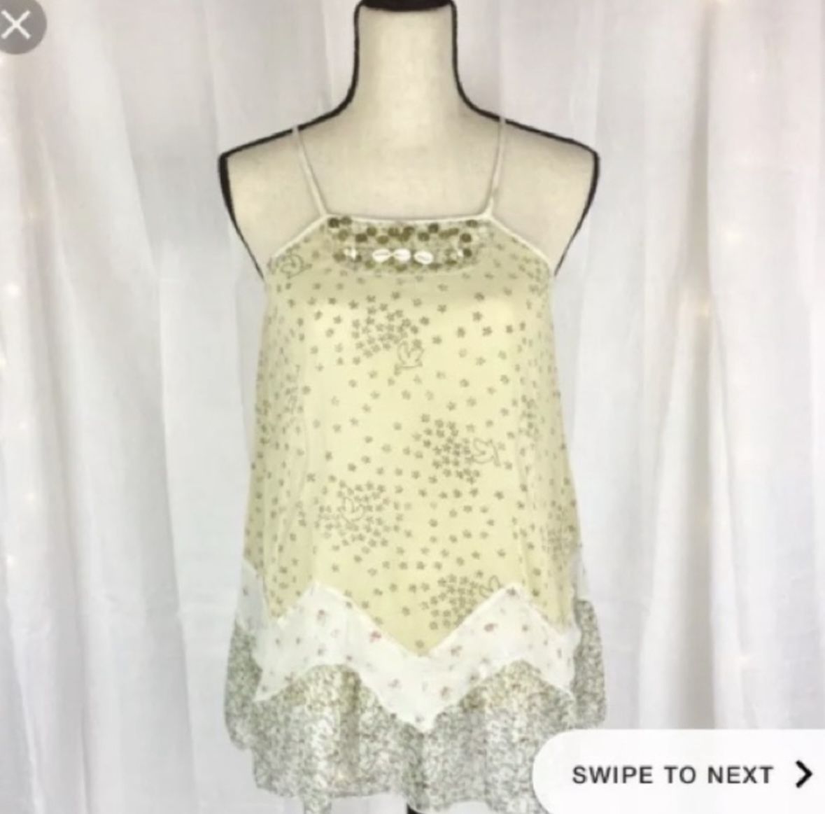 Free People Vintage Shell & Sequin Cami Top XS