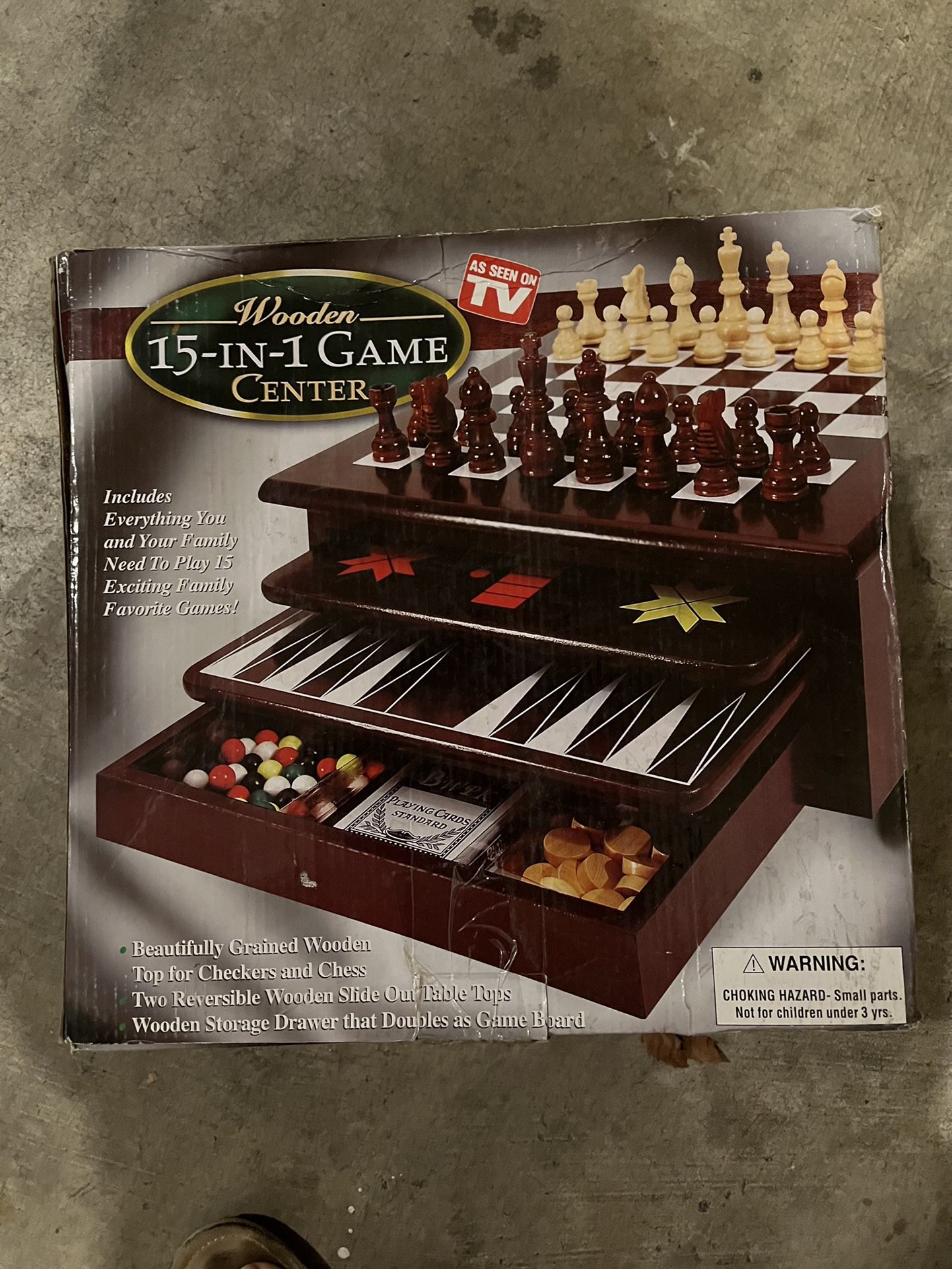 15-In-1 Wooden Game Center