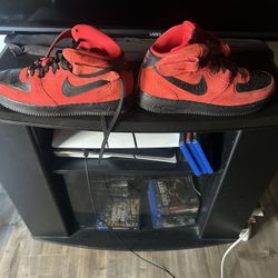 Black And Red Leather And Suede Air Force Ones 