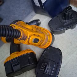 dewalt drill and flashlight and 2 batteries