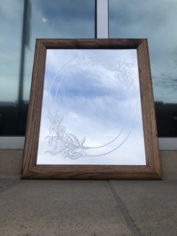 Vintage Etched Glass Mirror