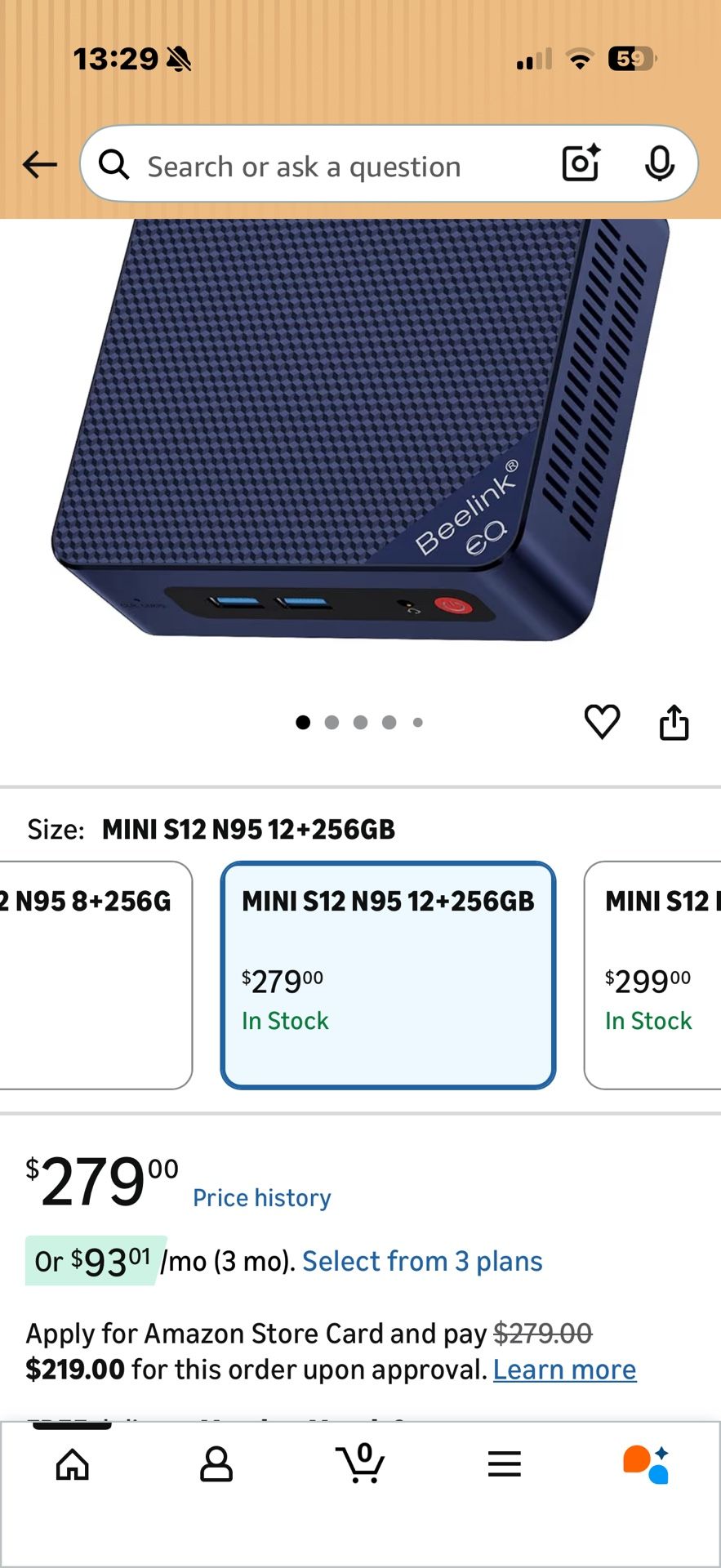 Beelink MINI S12 Mini PC with N95 Processor, 12G LPDDR5 4800MT/s 256G SSD 4K UHD Mini Desktop PC, WiFi5, BT4.2, 2.5G LAN, Dual HDMI Ports, Business Mi