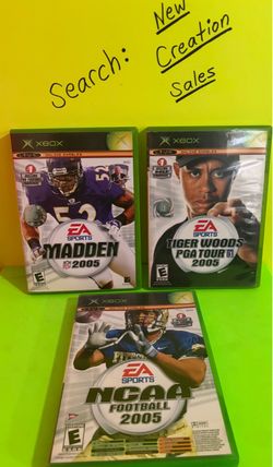 $10ea Like-NEW DISC Original Xbox Games Madden NFL 2005 Tiger Woods PGA Tour 2005 NCAA Football 2005 EA Sports Microsoft Console Sports Football Golf