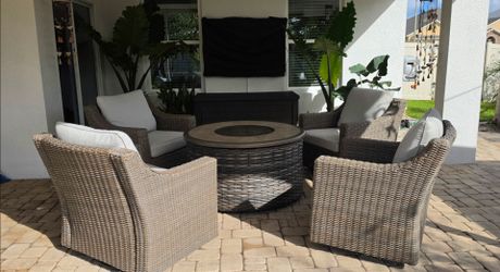 Patio 4 swivel chairs rattan