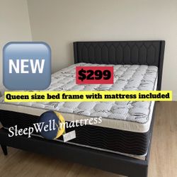 Queen Size Bed Frame With Pillow top Mattress Included 
