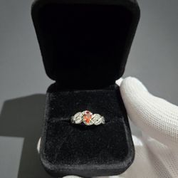 Natural Reddish-Orange Sapphire Ring (0.43ct) – Sterling Silver – Certified