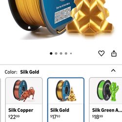 Geeetech Silk PLA Filament 1.75mm for 3D Printer, Metal-Like Shiny Consumables 1kg (2.2lbs) 1 Spool, Dimensional Accuracy +/- 0.02 mm, Metallic Gold S