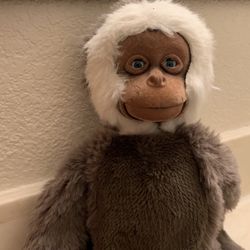 SENARIO ANIMATED MONKEY 23"  EYES MOUTH MOVES  MONKEY NOISES LONG ARMS WHEN YOU PRESS BELLY PLUSH PLASTIC 