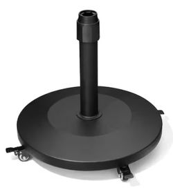 55 lbs. Cement Round Patio Umbrella Base in Black with Wheels