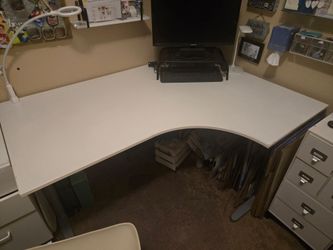 Corner Ikea White Desk with silver legs
