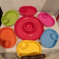 Melamine multicolor stacking Snack dip dish trays, set of 7. Great For Any Party Especially Pool Party. 