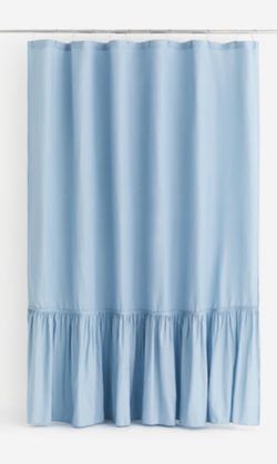 Ruffled Blue Shower Curtain