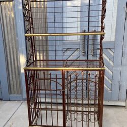 Vintage brass, and iron French wine rack