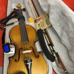 Electric Acoustic Violin with New Bow, Digital Tuner, Shoulder Rest, Extra Strings, Cable, Rosin $160 Firm