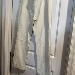Women’s Icicle Elegant Leather Cream Flare Pants Size 8