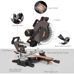 TACKLIFE Power Tools Sliding Miter Saw, 12inch 15Amp 3800rmp 40T Blade - Brand New