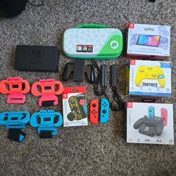 Nintendo Switch ACCESSORIES - PowerA Pro Controller, Joycons, Case, 3 Games & More!