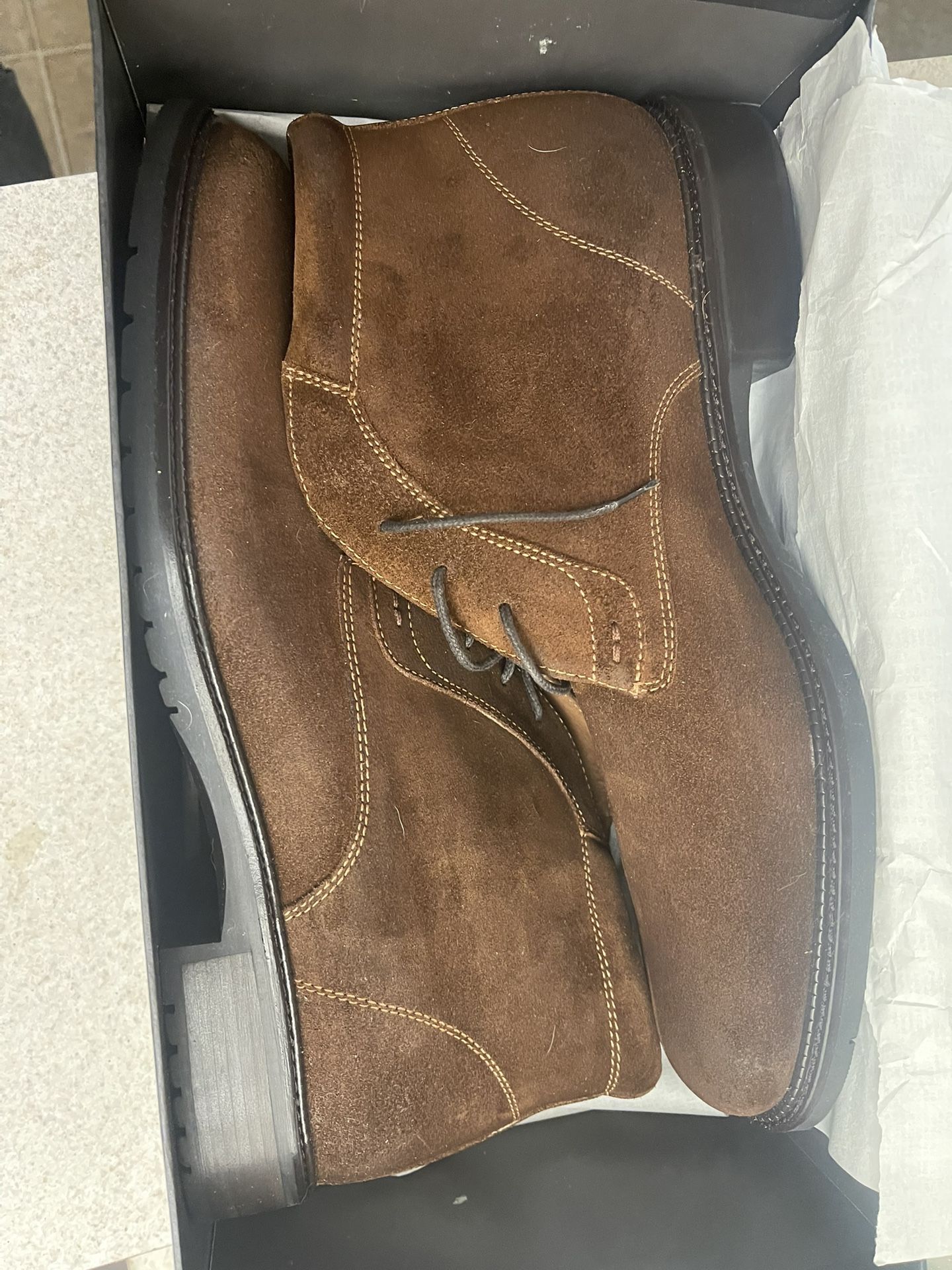 New vintage Johnston & Murphy Shoes Men Kipton Chukka Brown Oiled Full Grain Color Sz 13
