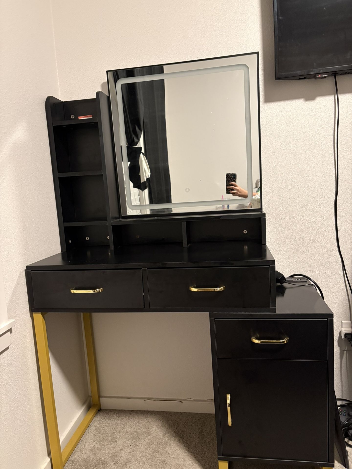Black Vanity with LED mirror