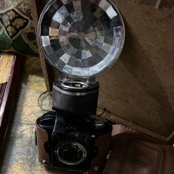 Vintage Becon camera And Flash with Original Case(works)-