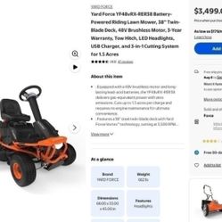 New Yard Force 38" Electric Mower **Read**