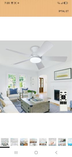 Depuley Modern Ceiling Fan with Light: 42-Inch White Small