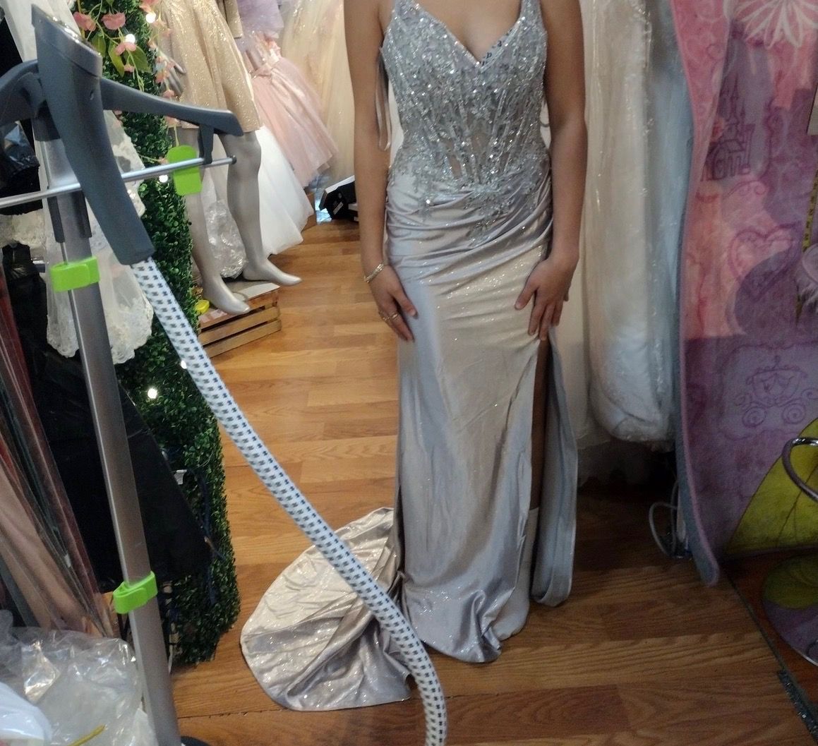 Sporty Looking Silver Prom Dress