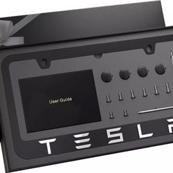 Tesla 3D Matte Black License Plate Frame Including Tire Caps