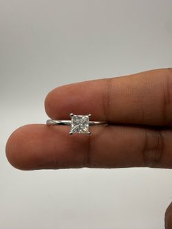 Moissanite Engagement/Promise Ring VVS1 Princess Cut 0.5 Carat S925 Adjustable Band