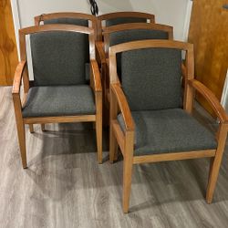 Wooden Upholstered Office Chairs 5 Table And Lamp 