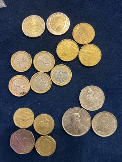 euros , English pounds &Swiss coins (17 pieces )