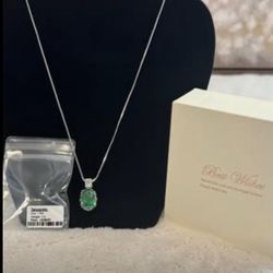 💎 Exquisite 7 ct Emerald-Color Tanzanite Necklace with Butterfly Pendent Setting