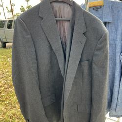 Men Suit Jacket Gray Pin Striped 