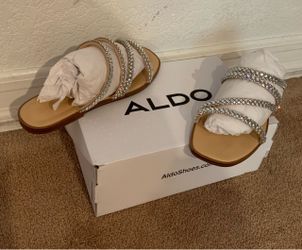 New Aldo Rhinestone Flat Slide Sandals
