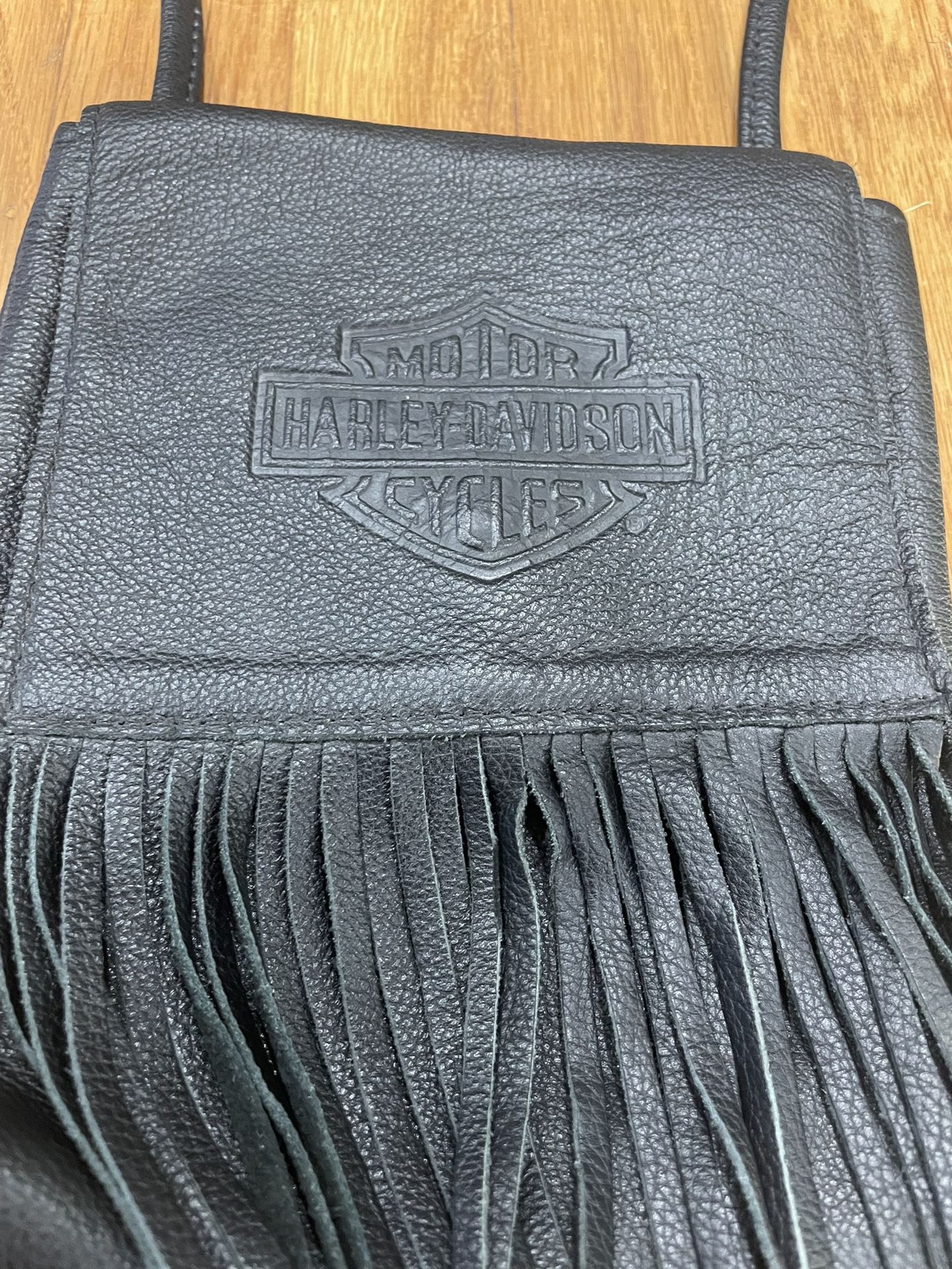 Vintage Harley Davidson Black Fringed Crossbody Shoulder Purse great condition