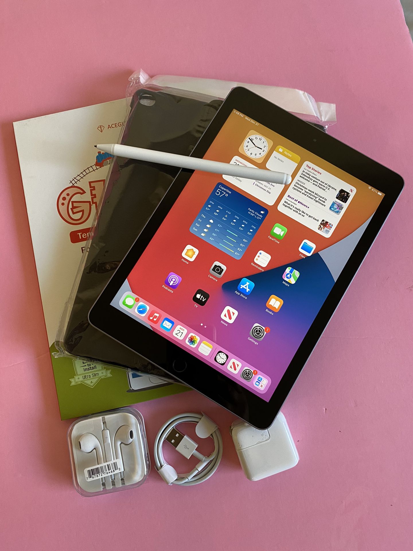 Apple IPad 6th Generation (9.7” Retina / Touch ID / Latest IOS 16) 32GB with stylus pen & Accessories (Apple pen supported)