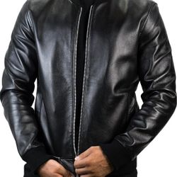 Brand New Men's Genuine Lambskin Leather Bomber Jacket