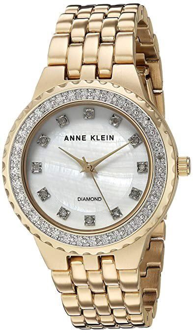 **CLEARANCE, NEW**Anne Klein Women's AK/2760MPGB Diamond-Accented Gold-Tone Bracelet Watch