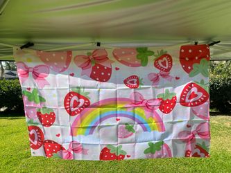 Strawberry Baby Shower or Birthday Party Backdrop Banner